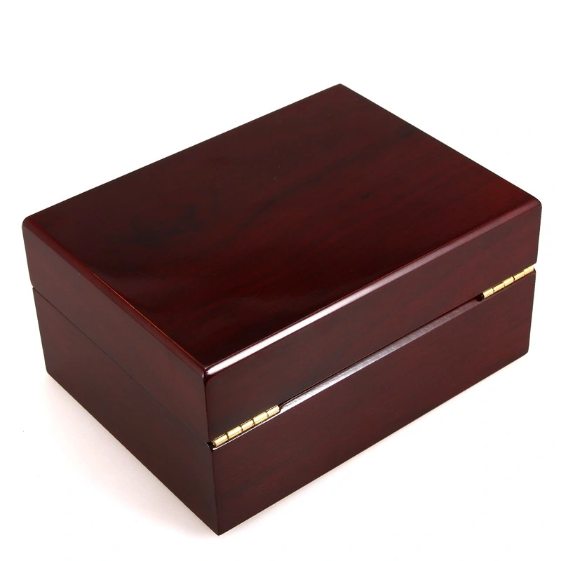 Luxury Brown Square Lacquer Wood Watch Box with Buckle Custom Logo Watch Packaging Box Printed Custom Watch Box Watch Packaging Lacquer Box