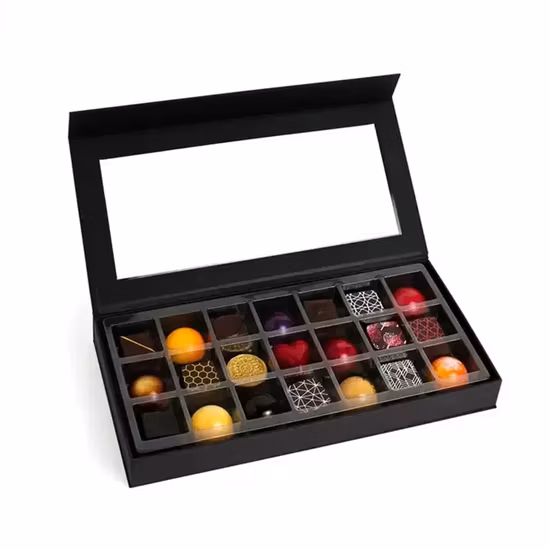 Sawtru Carved Cardboard Food Chocolate Candy Cookie Paper Gift Box with Clear PVC Window