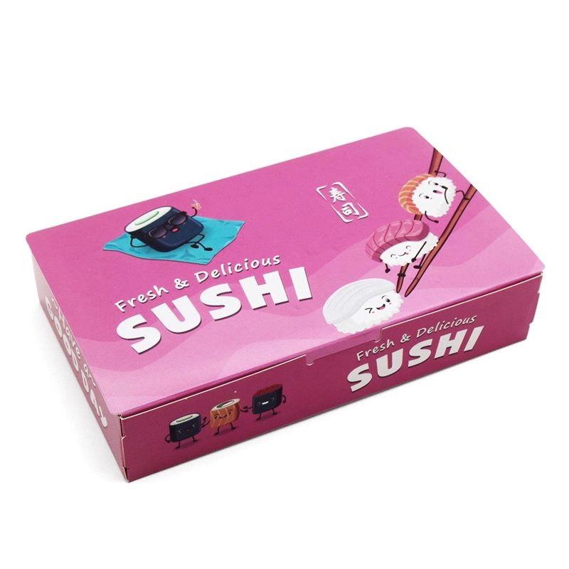 Custom Logo Printing Food Packaging Foldable Sushi Bento Paper Box