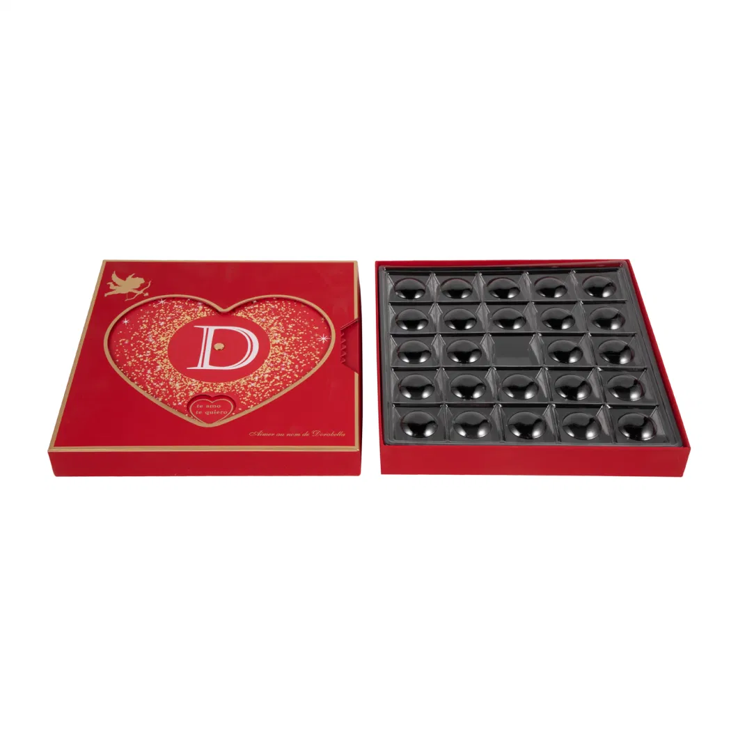 Hot Stamping Custom Hollow Heart Pull-out Chocolate Gift Packing Printing Box in Cheapest