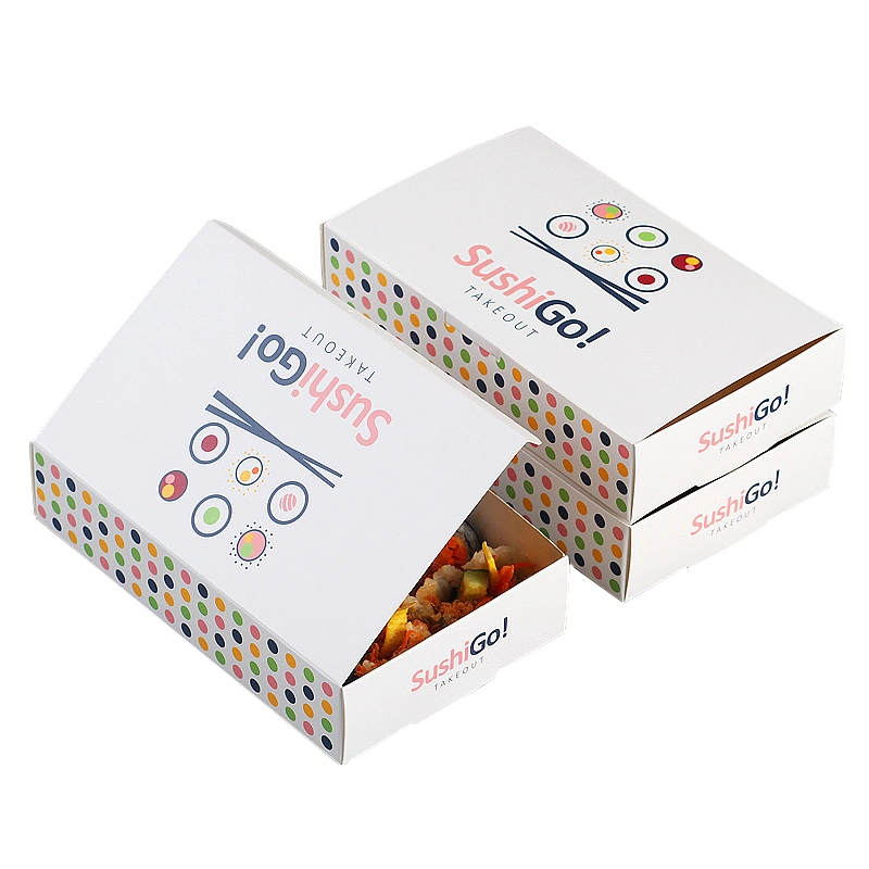 Custom Logo Printing Food Packaging Foldable Sushi Bento Paper Box