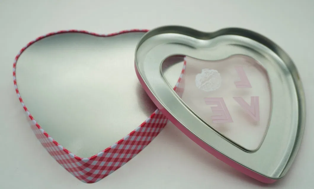 Heart-Shaped with PVC Window Gift Chocolate Candy Valentine&prime; S Day Tin Box