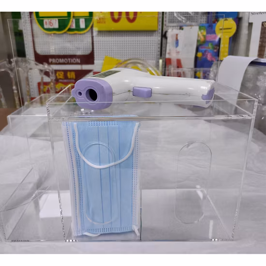 Custom Handmade Counter Acrylic Storage Box for Face Mask, Tissues and Sanitizer Thermometer