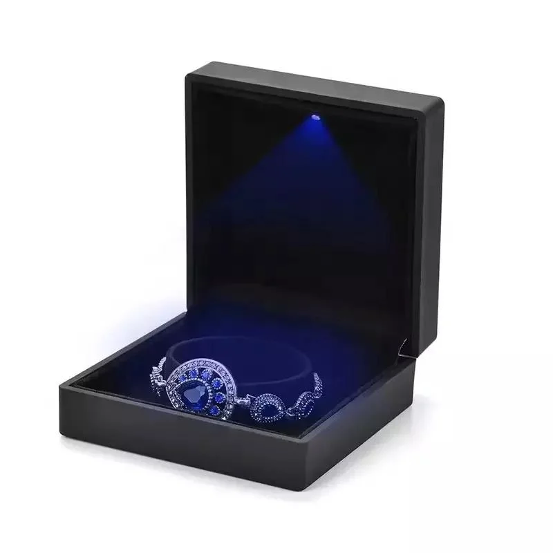 Forte Black Custom Logo LED Light Jewellery Packing Spotlight Wedding Ring Necklace Package Ring Jewellery Boxes with Logo
